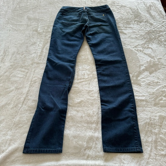 Daou Denim Co. Dark Wash High Rise Skinny Jeans Leather Patch Size 27 - Picture 4 of 10